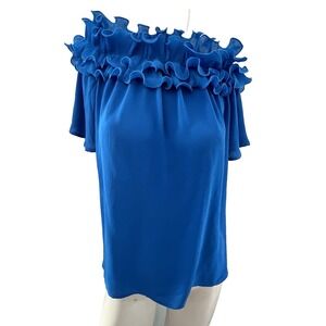 Emery Rose Womens XS Blouse Off Shoulder Ruffled Bubble Coquette Boho Fairy‎ Top